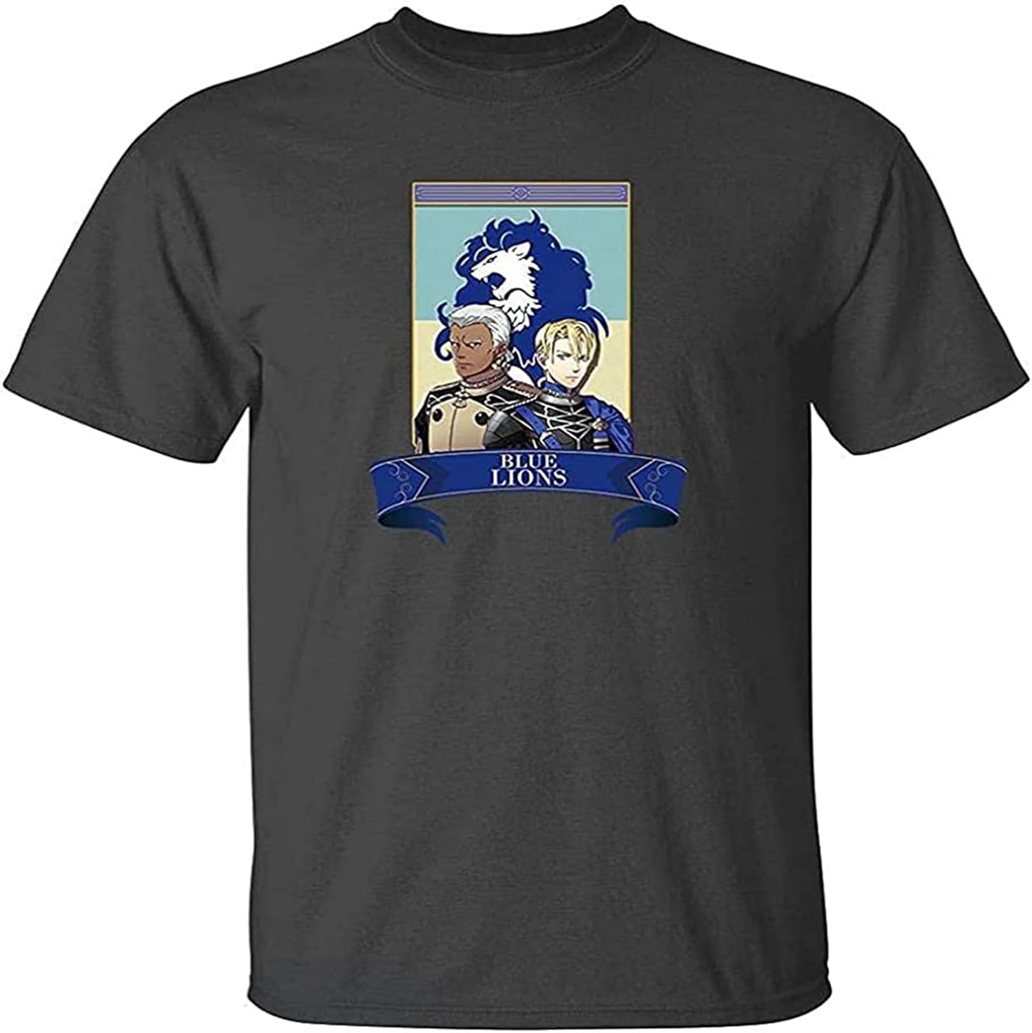 The Blue Lion House Fire Emblem Men Cotton T-Shirt Short Sleeve Black Clothes Tees Herren T-Shirts Baumwolle leicht elastisch